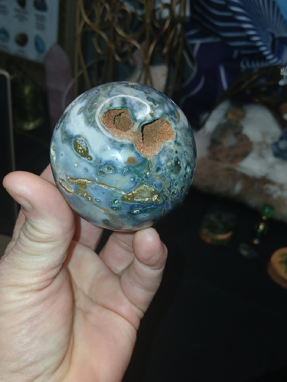 Polished Decorative Jasper Sphere in Blue and Green